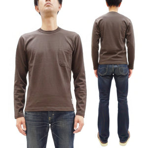 TOYS McCOY Steve McQueen Inspired Long Sleeve Pocket T-Shirt - Men's Solid Color Loopwheeled Tee - TMC2543 021 Faded DarK-Charcoal