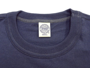 TOYS McCOY Men's Plain Long-Sleeve Crew Neck Pocket T-Shirt, 100% Cotton Tubular-Knit Jersey, Binder Neck, Unwashed, Made in Japan (TMC2543 121 Faded Blue)