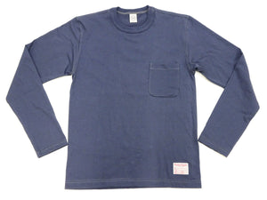 TOYS McCOY Steve McQueen Inspired Long Sleeve Pocket T-Shirt - Men's Solid Color Loopwheeled Tee - TMC2543 121 Faded Blue
