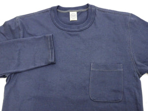TOYS McCOY Steve McQueen Inspired Long Sleeve Pocket T-Shirt - Men's Solid Color Loopwheeled Tee - TMC2543 121 Faded Blue