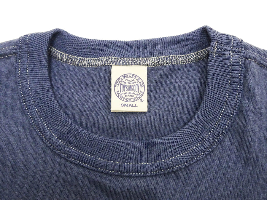 TOYS McCOY Steve McQueen Inspired Long Sleeve Pocket T-Shirt - Men's Solid Color Loopwheeled Tee - TMC2543 121 Faded Blue