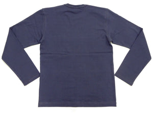 TOYS McCOY Men's Plain Long-Sleeve Crew Neck Pocket T-Shirt, 100% Cotton Tubular-Knit Jersey, Binder Neck, Unwashed, Made in Japan (TMC2543 121 Faded Blue)