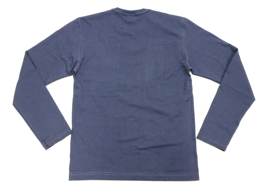 TOYS McCOY Steve McQueen Inspired Long Sleeve Pocket T-Shirt - Men's Solid Color Loopwheeled Tee - TMC2543 121 Faded Blue