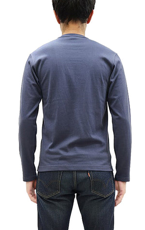 TOYS McCOY Steve McQueen Inspired Long Sleeve Pocket T-Shirt - Men's Solid Color Loopwheeled Tee - TMC2543 121 Faded Blue