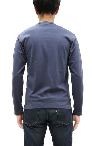 TOYS McCOY Steve McQueen Inspired Long Sleeve Pocket T-Shirt - Men's Solid Color Loopwheeled Tee - TMC2543 121 Faded Blue