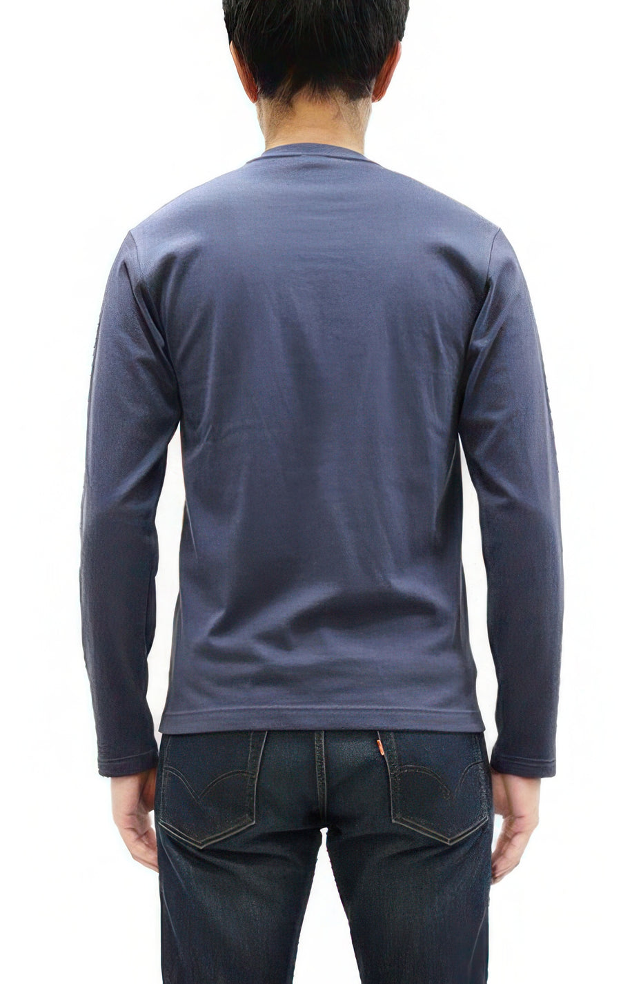 TOYS McCOY Steve McQueen Inspired Long Sleeve Pocket T-Shirt - Men's Solid Color Loopwheeled Tee - TMC2543 121 Faded Blue