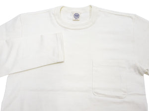 TOYS McCOY Men's Plain Long-Sleeve Crew Neck Pocket T-Shirt, 100% Cotton Tubular-Knit Jersey, Binder Neck, Unwashed, Made in Japan (TMC2543 011 Off-White)