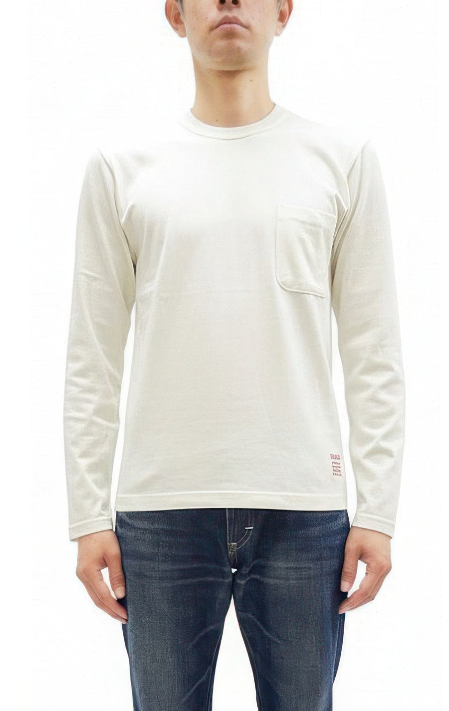 TOYS McCOY Steve McQueen Inspired Long Sleeve Pocket T-Shirt - Men's Solid Color Loopwheeled Tee - TMC2543 011 Off-White