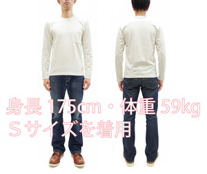 TOYS McCOY Steve McQueen Inspired Long Sleeve Pocket T-Shirt - Men's Solid Color Loopwheeled Tee - TMC2543 011 Off-White