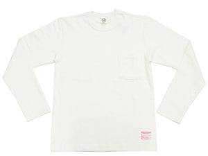 TOYS McCOY Steve McQueen Inspired Long Sleeve Pocket T-Shirt - Men's Solid Color Loopwheeled Tee - TMC2543 011 Off-White
