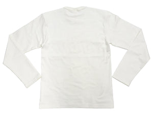 TOYS McCOY Men's Plain Long-Sleeve Crew Neck Pocket T-Shirt, 100% Cotton Tubular-Knit Jersey, Binder Neck, Unwashed, Made in Japan (TMC2543 011 Off-White)