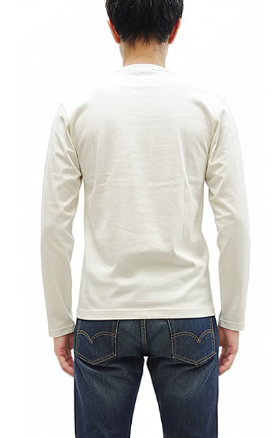 TOYS McCOY Steve McQueen Inspired Long Sleeve Pocket T-Shirt - Men's Solid Color Loopwheeled Tee - TMC2543 011 Off-White