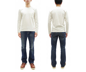 TOYS McCOY Steve McQueen Inspired Long Sleeve Pocket T-Shirt - Men's Solid Color Loopwheeled Tee - TMC2543 011 Off-White