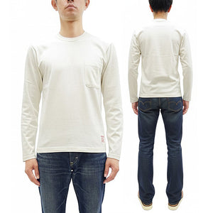 TOYS McCOY Steve McQueen Inspired Long Sleeve Pocket T-Shirt - Men's Solid Color Loopwheeled Tee - TMC2543 011 Off-White