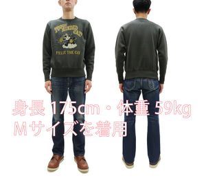 TOYS McCOY Men's Felix the Cat Sweatshirt - Vintage-Style Heavyweight Loopwheel Fleece - Made in Japan (TMC2547 030 Faded black)