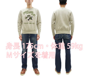 TOYS McCOY Men's Felix the Cat Sweatshirt - Vintage-Style Heavyweight Loopwheel Fleece - Made in Japan (TMC2547 041 Sand)