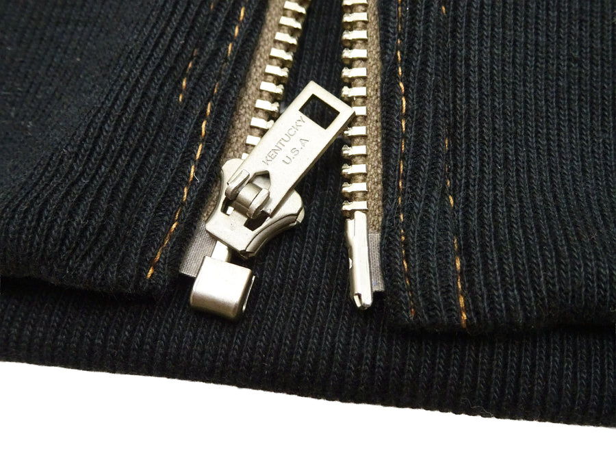 TOYS McCOY Men's Flying Ace Snoopy Zip-Up Sweatshirt - USAF C-2 Inspired, No Hood, Heavyweight 100% Cotton Loopwheel Fleece, Two-Tone Contrast Panel Design - Made in Japan (TMC2551 070  orange and black)