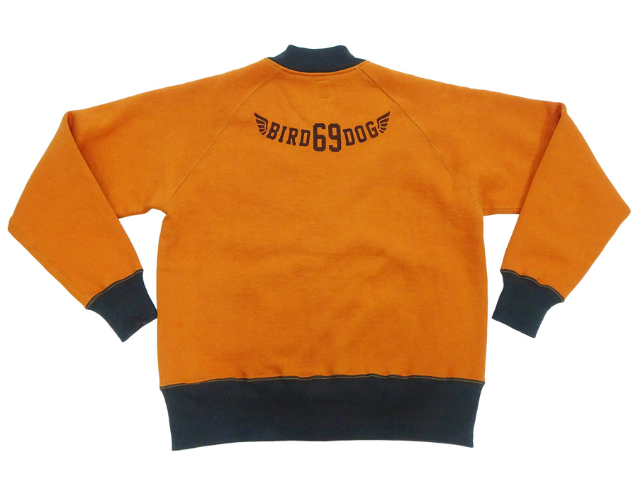 TOYS McCOY Men's Flying Ace Snoopy Zip-Up Sweatshirt - USAF C-2 Inspired, No Hood, Heavyweight 100% Cotton Loopwheel Fleece, Two-Tone Contrast Panel Design - Made in Japan (TMC2551 070  orange and black)