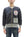 TOYS McCOY Men's Flying Ace Snoopy Zip-Up Sweatshirt - USAF C-2 Inspired, No Hood, Heavyweight 100% Cotton Loopwheel Fleece, Two-Tone Contrast Panel Design - Made in Japan (TMC2551 121  faded navy gray and gray)