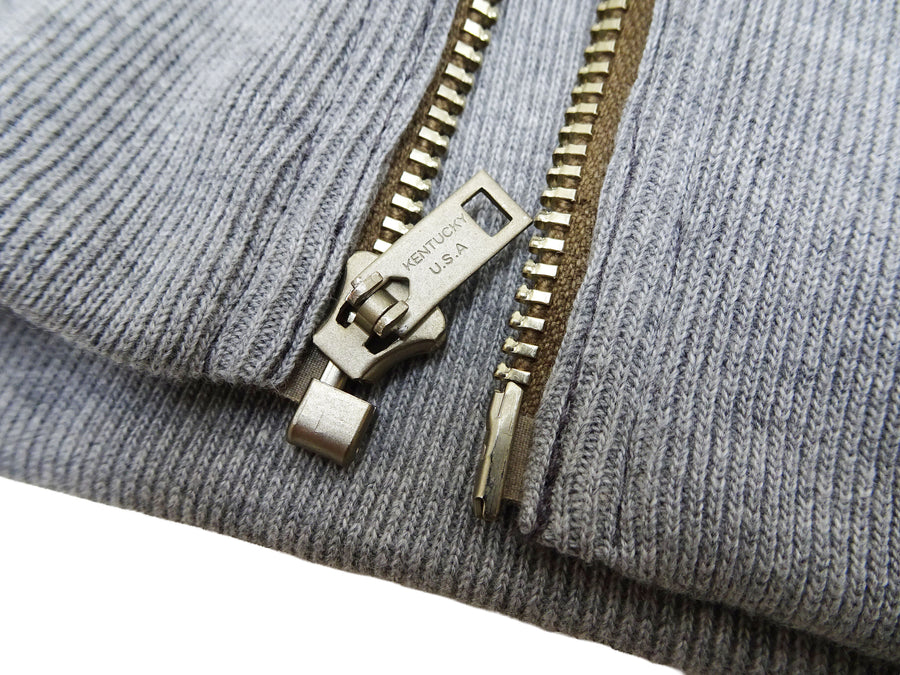 TOYS McCOY Men's Flying Ace Snoopy Zip-Up Sweatshirt - USAF C-2 Inspired, No Hood, Heavyweight 100% Cotton Loopwheel Fleece, Two-Tone Contrast Panel Design - Made in Japan (TMC2551 121  faded navy gray and gray)