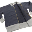Load image into Gallery viewer, TOYS McCOY Men&#39;s Flying Ace Snoopy Zip-Up Sweatshirt - USAF C-2 Inspired, No Hood, Heavyweight 100% Cotton Loopwheel Fleece, Two-Tone Contrast Panel Design - Made in Japan (TMC2551 121  faded navy gray and gray)
