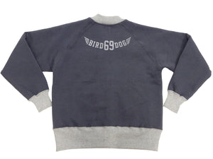 TOYS McCOY Men's Flying Ace Snoopy Zip-Up Sweatshirt - USAF C-2 Inspired, No Hood, Heavyweight 100% Cotton Loopwheel Fleece, Two-Tone Contrast Panel Design - Made in Japan (TMC2551 121  faded navy gray and gray)