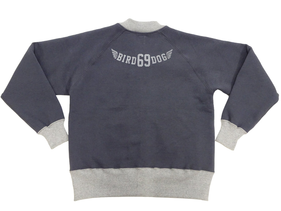 TOYS McCOY Men's Flying Ace Snoopy Zip-Up Sweatshirt - USAF C-2 Inspired, No Hood, Heavyweight 100% Cotton Loopwheel Fleece, Two-Tone Contrast Panel Design - Made in Japan (TMC2551 121  faded navy gray and gray)