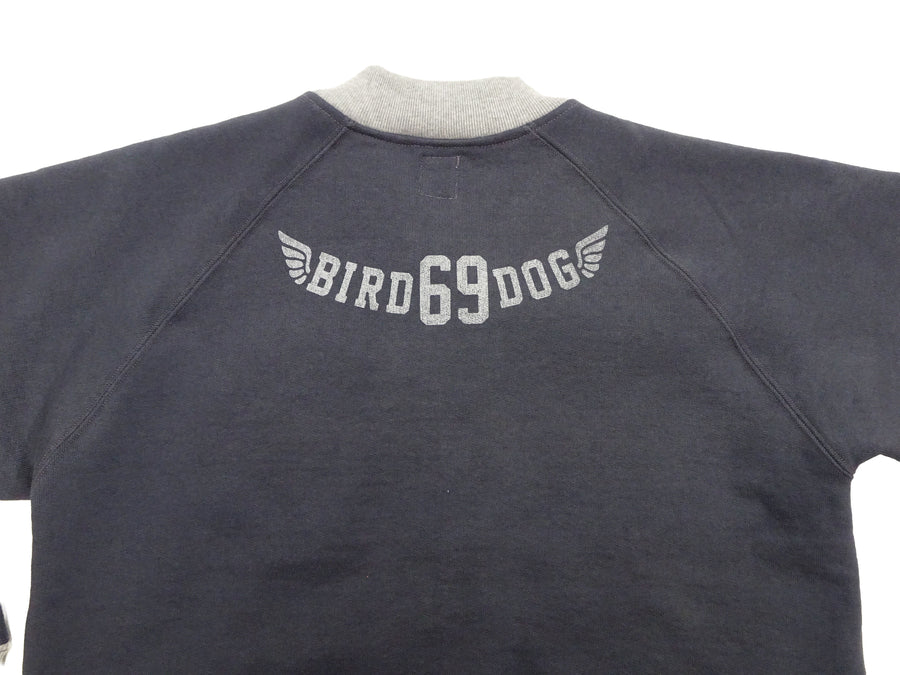 TOYS McCOY Men's Flying Ace Snoopy Zip-Up Sweatshirt - USAF C-2 Inspired, No Hood, Heavyweight 100% Cotton Loopwheel Fleece, Two-Tone Contrast Panel Design - Made in Japan (TMC2551 121  faded navy gray and gray)