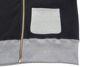 TOYS McCOY Men's Zip-Up Sweatshirt - USAAF C-2 Inspired, No Hood, Heavyweight 100% Cotton Loopwheel Fleece, Two-Tone Contrast Panel Design - Made in Japan (TMC2556 030 black and  gray)