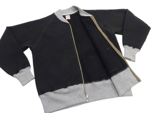TOYS McCOY Men's Zip-Up Sweatshirt - USAAF C-2 Inspired, No Hood, Heavyweight 100% Cotton Loopwheel Fleece, Two-Tone Contrast Panel Design - Made in Japan (TMC2556 030 black and  gray)