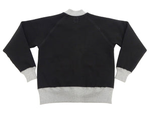 TOYS McCOY Men's Zip-Up Sweatshirt - USAAF C-2 Inspired, No Hood, Heavyweight 100% Cotton Loopwheel Fleece, Two-Tone Contrast Panel Design - Made in Japan (TMC2556 030 black and  gray)