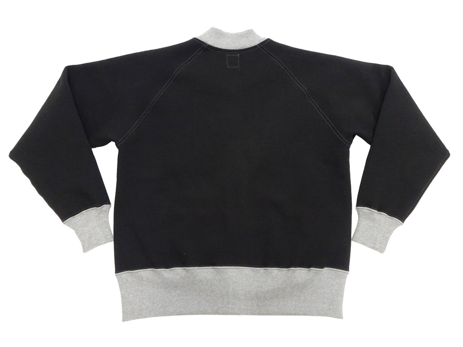 TOYS McCOY Men's Zip-Up Sweatshirt - USAAF C-2 Inspired, No Hood, Heavyweight 100% Cotton Loopwheel Fleece, Two-Tone Contrast Panel Design - Made in Japan (TMC2556 030 black and  gray)