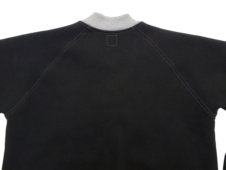 TOYS McCOY Men's Zip-Up Sweatshirt - USAAF C-2 Inspired, No Hood, Heavyweight 100% Cotton Loopwheel Fleece, Two-Tone Contrast Panel Design - Made in Japan (TMC2556 030 black and  gray)