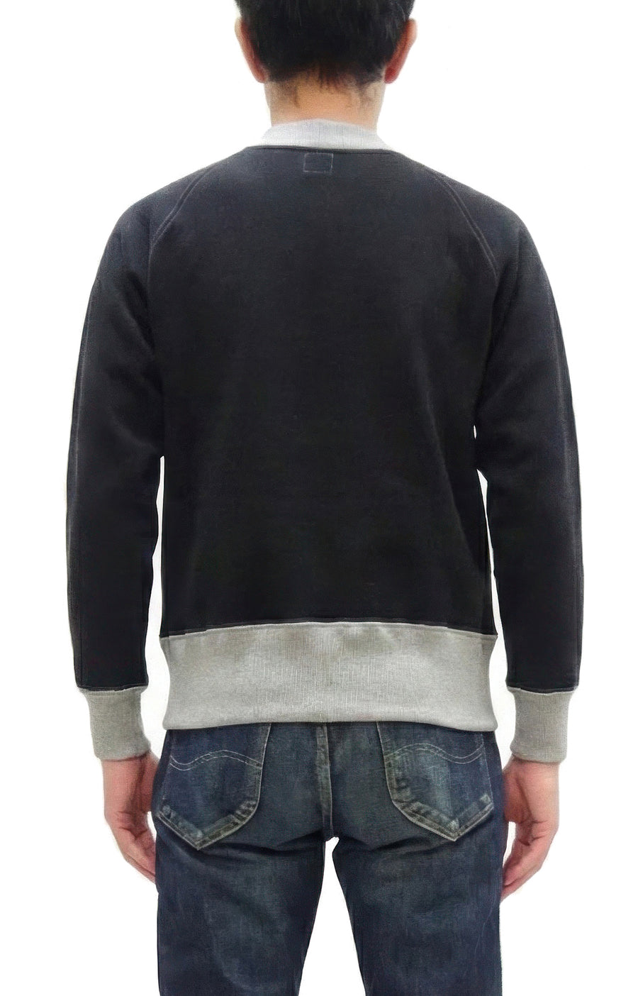 TOYS McCOY Men's Zip-Up Sweatshirt - USAAF C-2 Inspired, No Hood, Heavyweight 100% Cotton Loopwheel Fleece, Two-Tone Contrast Panel Design - Made in Japan (TMC2556 030 black and  gray)