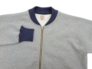 TOYS McCOY Men's Zip-Up Sweatshirt - USAAF C-2 Inspired, No Hood, Heavyweight 100% Cotton Loopwheel Fleece, Two-Tone Contrast Panel Design - Made in Japan (TMC2556 021 ash gray and  navy)