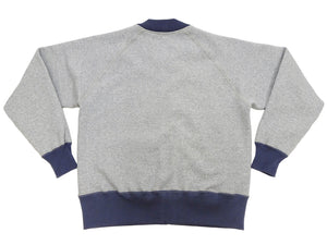 TOYS McCOY Men's Zip-Up Sweatshirt - USAAF C-2 Inspired, No Hood, Heavyweight 100% Cotton Loopwheel Fleece, Two-Tone Contrast Panel Design - Made in Japan (TMC2556 021 ash gray and  navy)