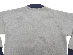TOYS McCOY Men's Zip-Up Sweatshirt - USAAF C-2 Inspired, No Hood, Heavyweight 100% Cotton Loopwheel Fleece, Two-Tone Contrast Panel Design - Made in Japan (TMC2556 021 ash gray and  navy)
