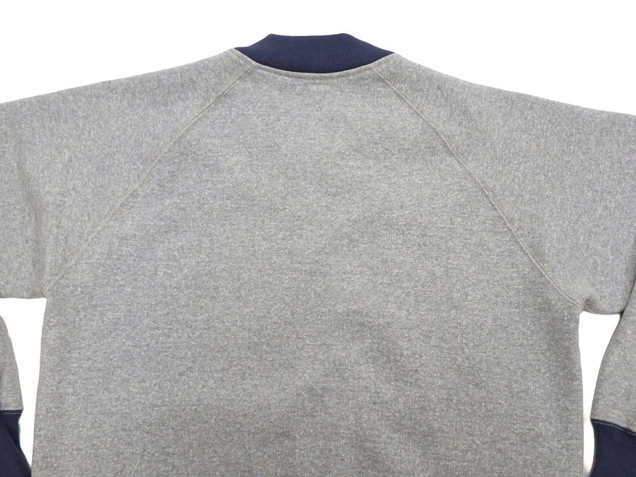 TOYS McCOY Men's Zip-Up Sweatshirt - USAAF C-2 Inspired, No Hood, Heavyweight 100% Cotton Loopwheel Fleece, Two-Tone Contrast Panel Design - Made in Japan (TMC2556 021 ash gray and  navy)