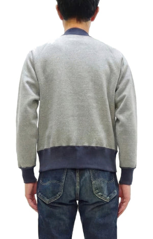 TOYS McCOY Men's Zip-Up Sweatshirt - USAAF C-2 Inspired, No Hood, Heavyweight 100% Cotton Loopwheel Fleece, Two-Tone Contrast Panel Design - Made in Japan (TMC2556 021 ash gray and  navy)