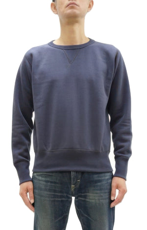 TOYS McCOY Men's Solid Color Loopwheel Sweatshirt - Vintage-Inspired, Tubular Knit Fleece - Made in Japan (TMC2566 141 Navy Gray)