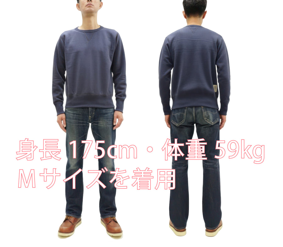 TOYS McCOY Men's Solid Color Loopwheel Sweatshirt - Vintage-Inspired, Tubular Knit Fleece - Made in Japan (TMC2566 141 Navy Gray)