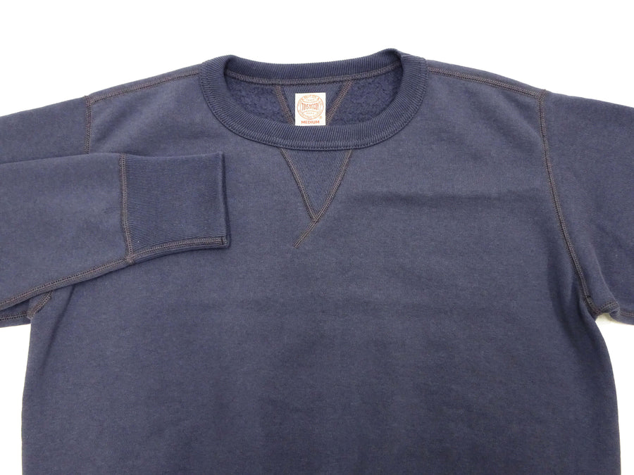 TOYS McCOY Men's Solid Color Loopwheel Sweatshirt - Vintage-Inspired, Tubular Knit Fleece - Made in Japan (TMC2566 141 Navy Gray)