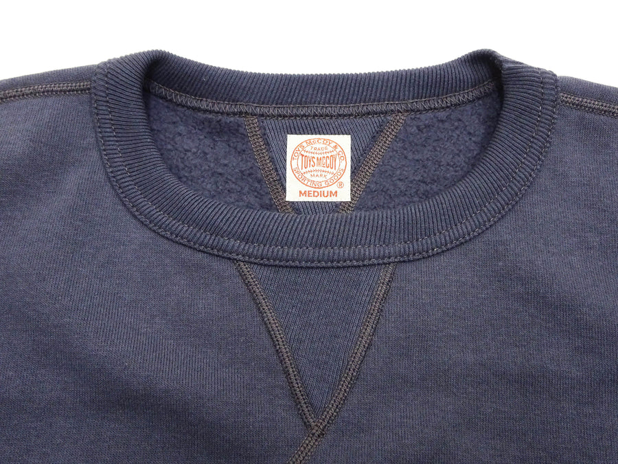 TOYS McCOY Men's Solid Color Loopwheel Sweatshirt - Vintage-Inspired, Tubular Knit Fleece - Made in Japan (TMC2566 141 Navy Gray)