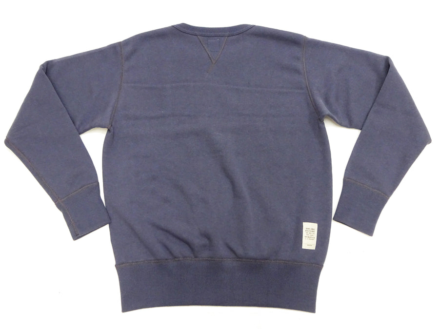 TOYS McCOY Men's Solid Color Loopwheel Sweatshirt - Vintage-Inspired, Tubular Knit Fleece - Made in Japan (TMC2566 141 Navy Gray)