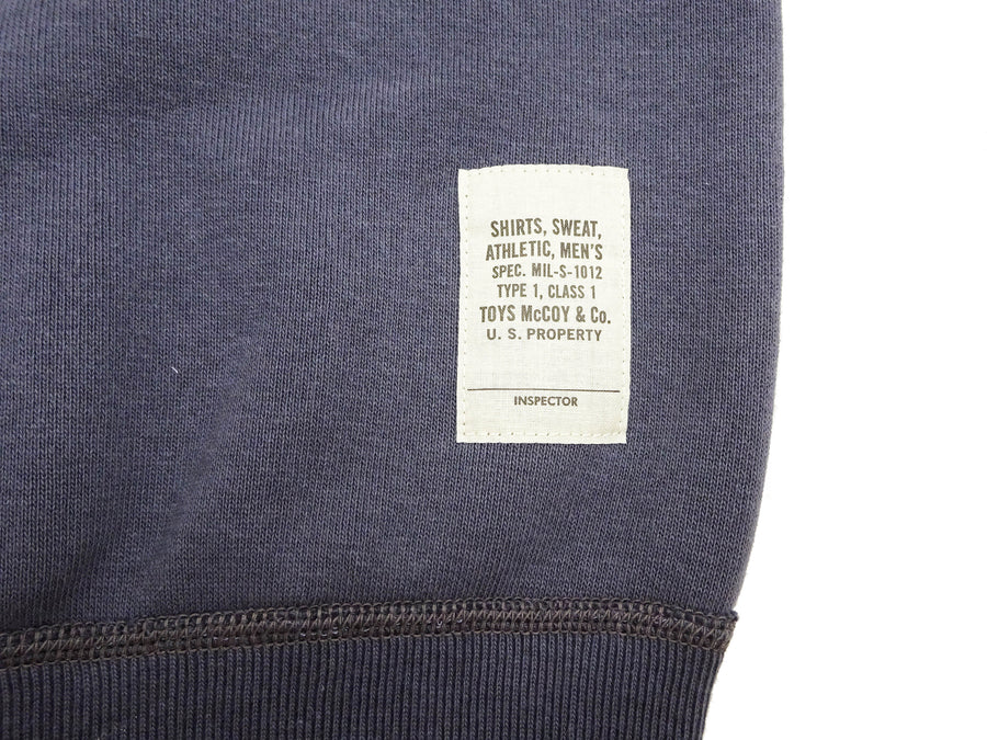 TOYS McCOY Men's Solid Color Loopwheel Sweatshirt - Vintage-Inspired, Tubular Knit Fleece - Made in Japan (TMC2566 141 Navy Gray)