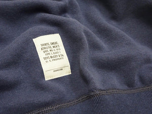 TOYS McCOY Men's Solid Color Loopwheel Sweatshirt - Vintage-Inspired, Tubular Knit Fleece - Made in Japan (TMC2566 141 Navy Gray)