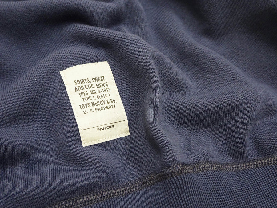 TOYS McCOY Men's Solid Color Loopwheel Sweatshirt - Vintage-Inspired, Tubular Knit Fleece - Made in Japan (TMC2566 141 Navy Gray)