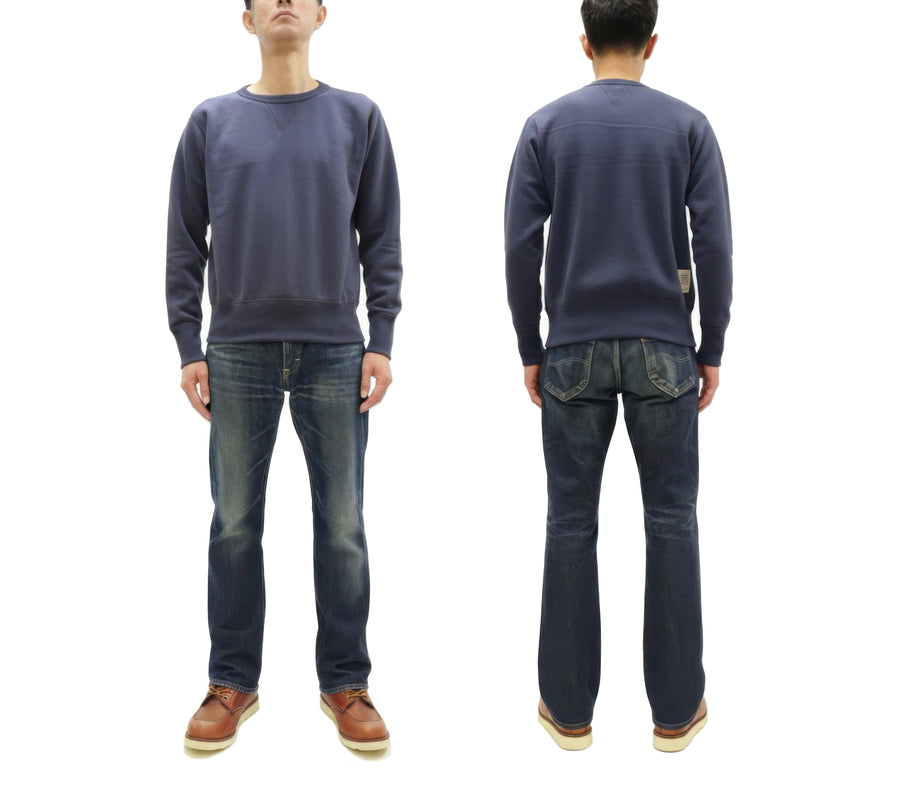TOYS McCOY Men's Solid Color Loopwheel Sweatshirt - Vintage-Inspired, Tubular Knit Fleece - Made in Japan (TMC2566 141 Navy Gray)