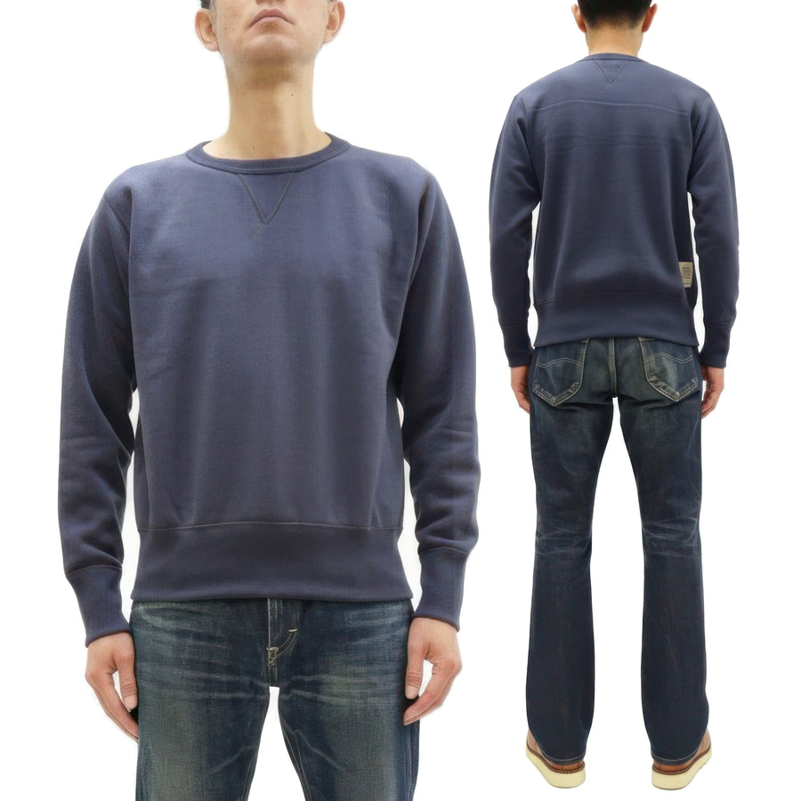 TOYS McCOY Men's Solid Color Loopwheel Sweatshirt - Vintage-Inspired, Tubular Knit Fleece - Made in Japan (TMC2566 141 Navy Gray)