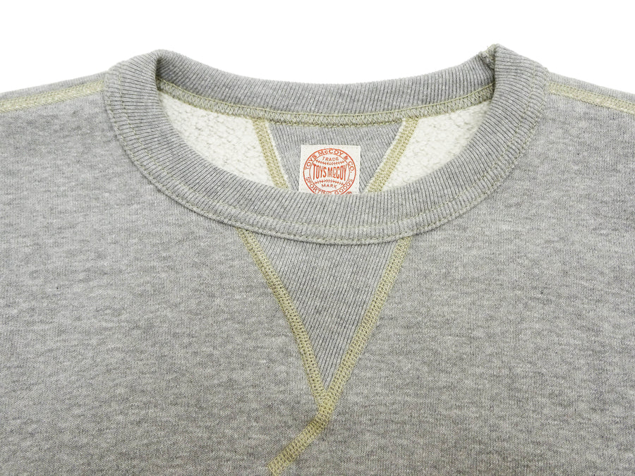 TOYS McCOY Men's Solid Color Loopwheel Sweatshirt - Vintage-Inspired, Tubular Knit Fleece - Made in Japan (TMC2566 020 Heather Gray)